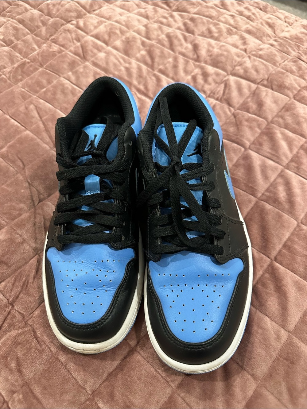 Nike Jordans Black and Light Blue Low-Top Men's Sneakers - Athletic Style